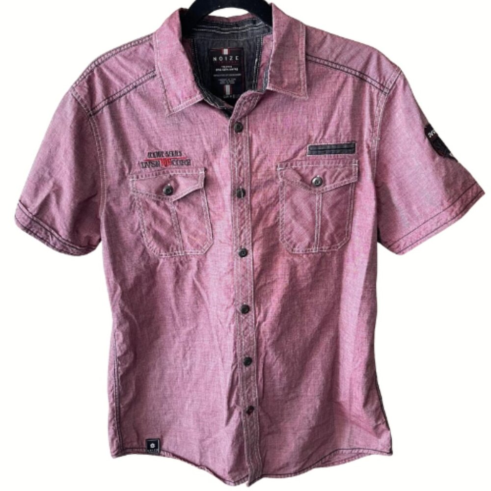 Noize Iconic Series Men's M Short Sleeves Grunt Style Red Casual Button Shirt